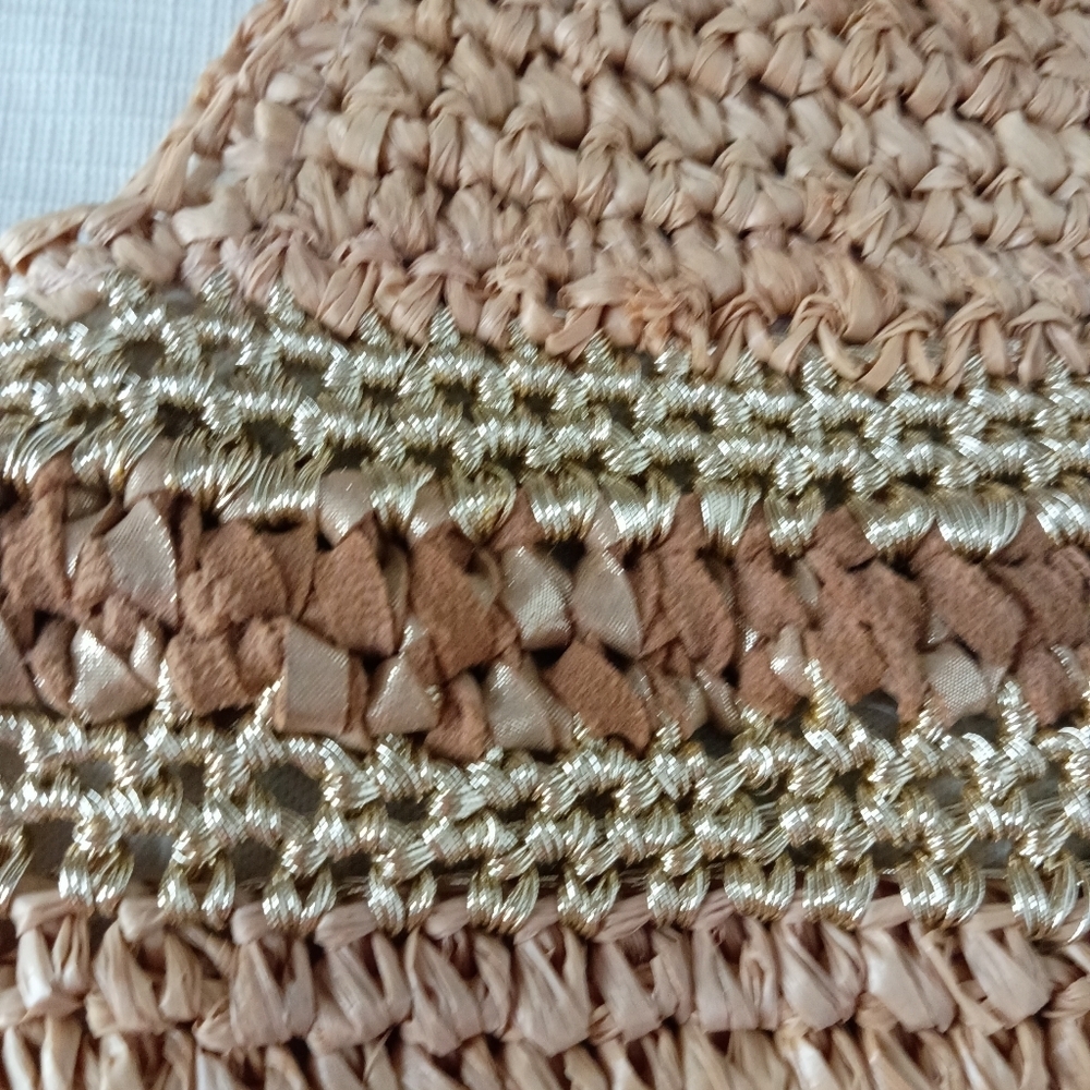 REVOLVE Florabella Caledonia Tote in Almond & Silver Raffia Suede Trim OS - Picture 4 of 9